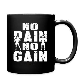 No Pain No Gain Awesome Retro Fitness Trainer - Tasse einfarbig - Schwarz - Rechts