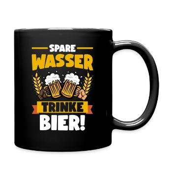 Spare Wasser Trinke Bier - Tasse einfarbig - Schwarz - Rechts