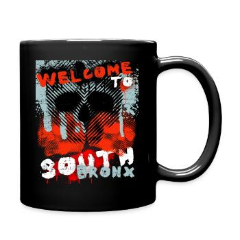 Vintage-Design New York-Bronx mit Totenkopf - Tasse einfarbig - Schwarz - Rechts