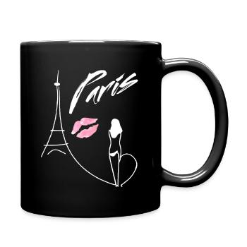 One Line Drawing Mrs. Eiffel Tower Paris Kussmund - Full Colour Mug - black - Right