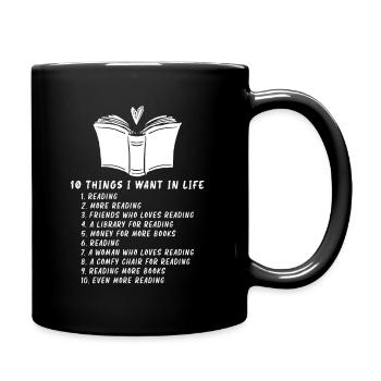 Reading Book Literature Bookworm Learning - Full Colour Mug - black - Right
