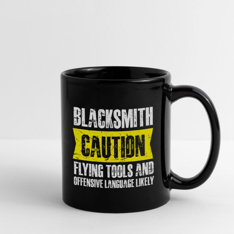 blacksmith caution flying tools Design Tasse einfarbig