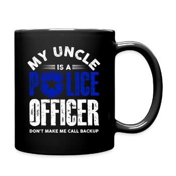 my uncle is a police officer Design - Full Colour Mug - black - Right