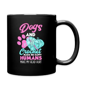 Crochet Dogs Hobby Gift - Full Colour Mug - black - Right