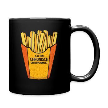 Pommes Frites Pommes Geschenk Pommes Fritten Spruc - Tasse einfarbig - Schwarz - Rechts
