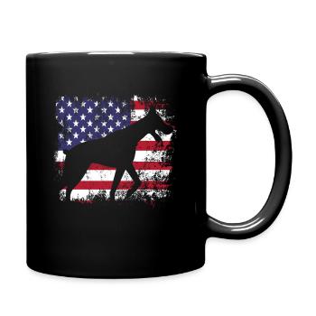 Doberman Dog Breed Dog America Flag USA - Full Colour Mug - black - Right