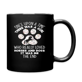 Chiens Chevaux Fille Femme - Mug uni - noir - Droite