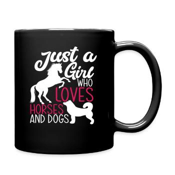 Juste une fille qui aime les chevaux et les chiens - Mug uni - noir - Droite