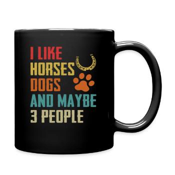 Funny Dogs Horses Lover Gift - Full Colour Mug - black - Right