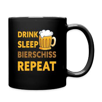 Drink Sleep Bierschiss Repeat Biertrinker - Tasse einfarbig - Schwarz - Rechts