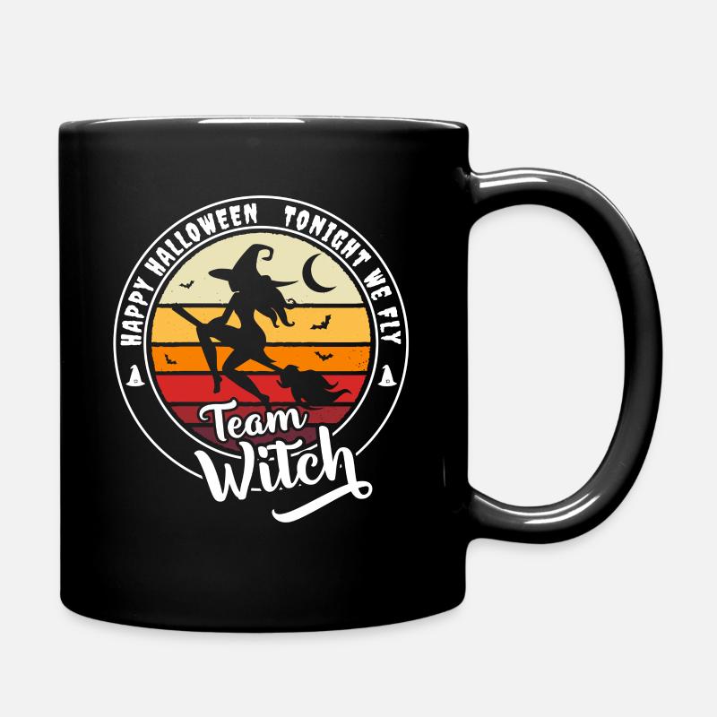 Happy Halloween Team Witch "tonight we fly" - Full Colour Mug - black