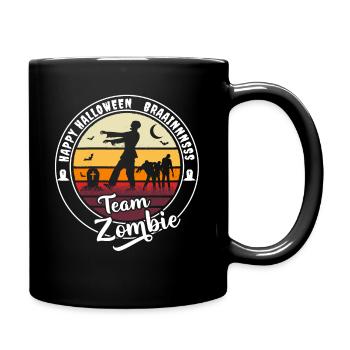 Happy Halloween Team Zombie "braainnnsss" - Full Colour Mug - black - Right