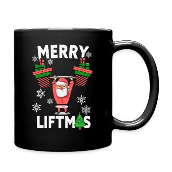 Merry Liftmas - Christmas Bodybuilder Gym Workout - Full Colour Mug - black - Right