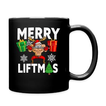 Merry Liftmas - Christmas Bodybuilder Gym Workout - Full Colour Mug - black - Right