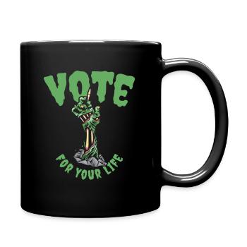 Halloween Voting Zombie Spooky Monsters Horror Fan - Full Colour Mug - black - Right