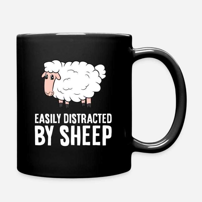 Easily Distracted By Sheep - Full Colour Mug - black
