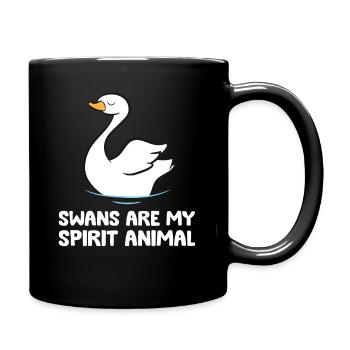 Schwäne sind mein Seelentier Lustiger - Tasse einfarbig - Schwarz - Rechts