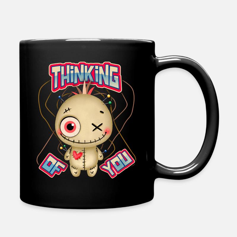 Voodoo-Puppe, lustiger Spruch Thinking-Of-You - Tasse einfarbig - Schwarz