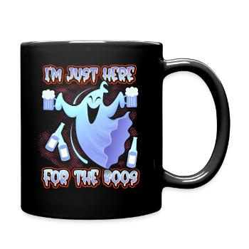 Spirit-with-beer, beer glass, beer bottles, Halloween - Full Colour Mug - black - Right