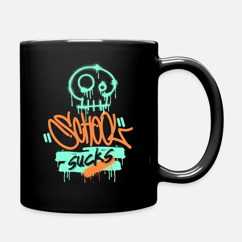 Schule, Schulfrust, lustiger Spruch Graffiti-Stil - Tasse einfarbig - Schwarz