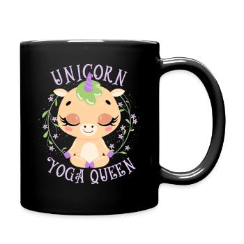 Yoga unicorn, unicorn yoga queen, funny saying - Full Colour Mug - black - Right