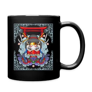 Ninja-Girl, Japon, Style comique, Style vintage - Mug uni - noir - Droite