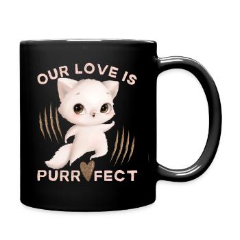 Valentine's Cat Valentine's Day Love Funny Saying - Full Colour Mug - black - Right