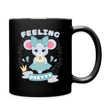 Niedliche Maus, Mouse, Kawaii-Maus lustiger Spruch - Tasse einfarbig - Schwarz - Rechts