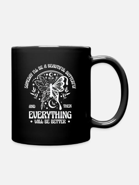 Himmlischer Schmetterling Mystische - Tasse einfarbig - Schwarz