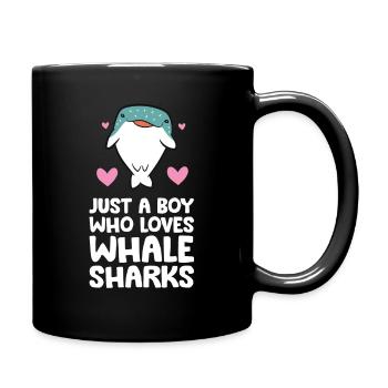 Nur ein Junge, der Walhaie liebt - Tasse einfarbig - Schwarz - Rechts