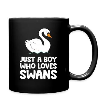 Nur ein Junge, der Schwäne liebt - Tasse einfarbig - Schwarz - Rechts