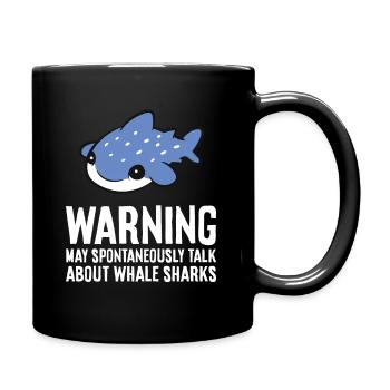 Warnung kann spontan über Walhaie sprechen - Tasse einfarbig - Schwarz - Rechts