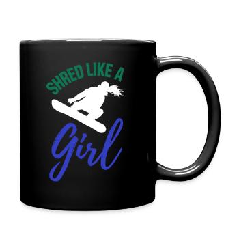 Shred Like A Girl Snowboard Girls Womens - Full Colour Mug - black - Right