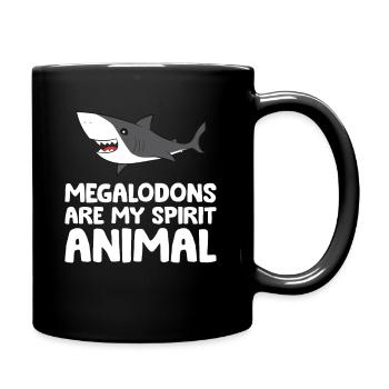 Megalodons Are My Spirit Animal Megalodon Shark - Full Colour Mug - black - Right