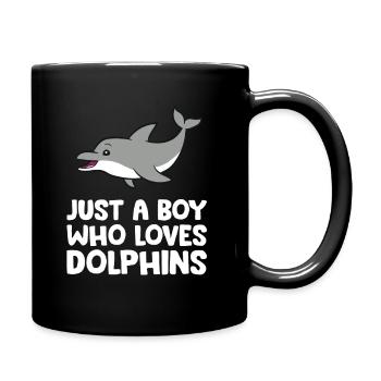 Just a Boy Who Loves Dolphins Funny Bottlenose - Full Colour Mug - black - Right