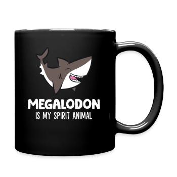 Megalodon Is My Spirit Animal Cute Megalodon Shark - Full Colour Mug - black - Right