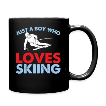 Nur Ein Junge Der Skifahren Liebt - Skifahrer - Tasse einfarbig - Schwarz - Rechts