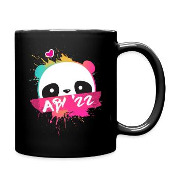 Abi '22 Motto mit süßem Panda - Abitur 2022 - Tasse einfarbig - Schwarz - Rechts