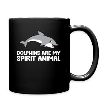 Dolphins Are My Spirit Animal - Full Colour Mug - black - Right