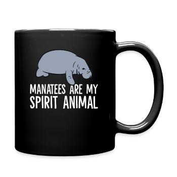 Manatees Are My Spirit Animal Funny Manatee - Full Colour Mug - black - Right