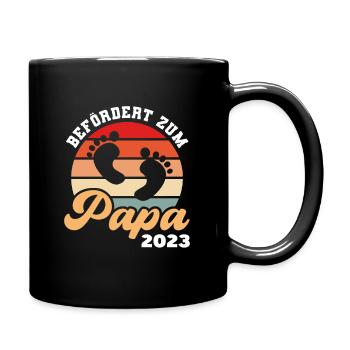 Befördert zum Papa 2023 Werdender Vater - Tasse einfarbig - Schwarz - Rechts
