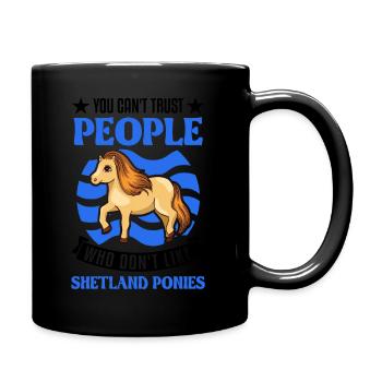 Shetland Pony Geschenk Shetty - Tasse einfarbig - Schwarz - Rechts