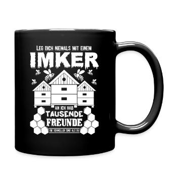 Leg dich niemals mit einem Imker an - Tasse einfarbig - Schwarz - Rechts