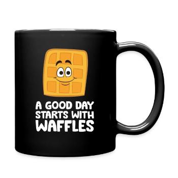 Waffles For Breakfast A Good Day Starts With - Full Colour Mug - black - Right