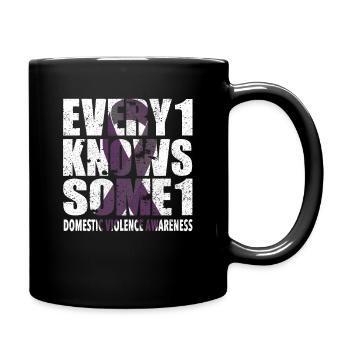 #Every1KnowsSome1 häuslicher Gewalt - Tasse einfarbig - Schwarz - Rechts
