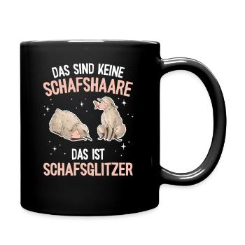 Lustiges Schafmotiv - Bäuerin Landwirtin & Schaf - Tasse einfarbig - Schwarz - Rechts