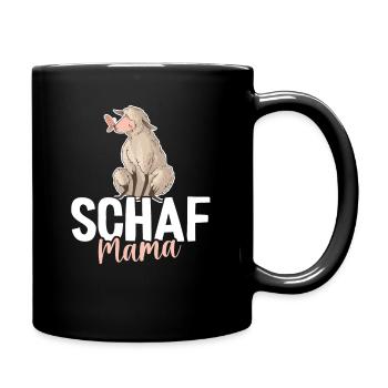 Lustiges Schafmotiv - Bäuerin Landwirtin & Schaf - Tasse einfarbig - Schwarz - Rechts
