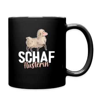 Lustiges Schafmotiv - Bäuerin Landwirtin & Schaf - Tasse einfarbig - Schwarz - Rechts