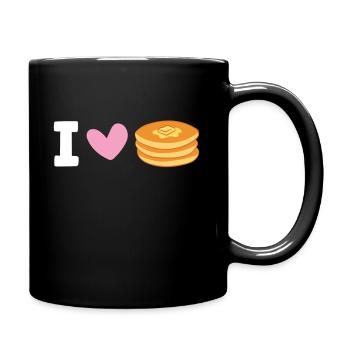 Pancakes Morning Breakfast Brunch I Love Pancakes - Full Colour Mug - black - Right