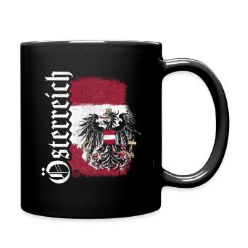 ÖSTERREICH FLAGGE ADLER WAPPEN FAHNE AUSTRIA - Tasse einfarbig - Schwarz - Rechts